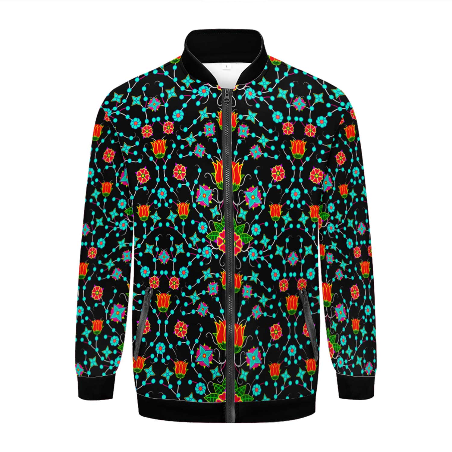 Floral Damask Upgrade Zippered Collared Lightweight Jacket