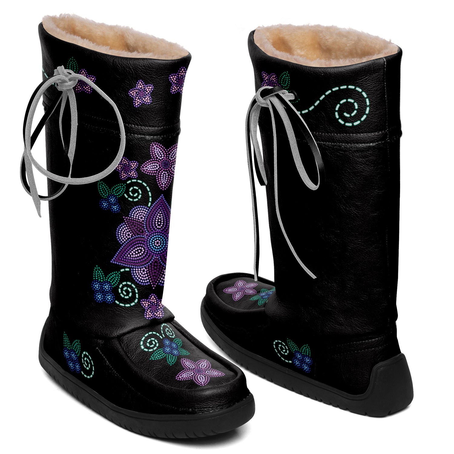 Berry Picking Black Real Leather MocLux
