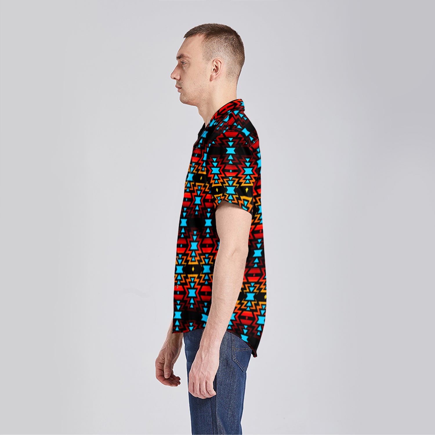 Black Fire Button Up Silk Shirt