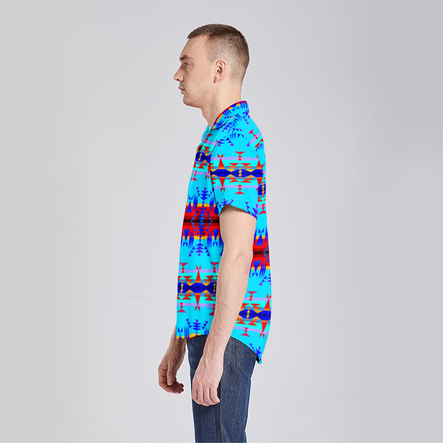Between the Mountains Blue Button Up Silk Shirt