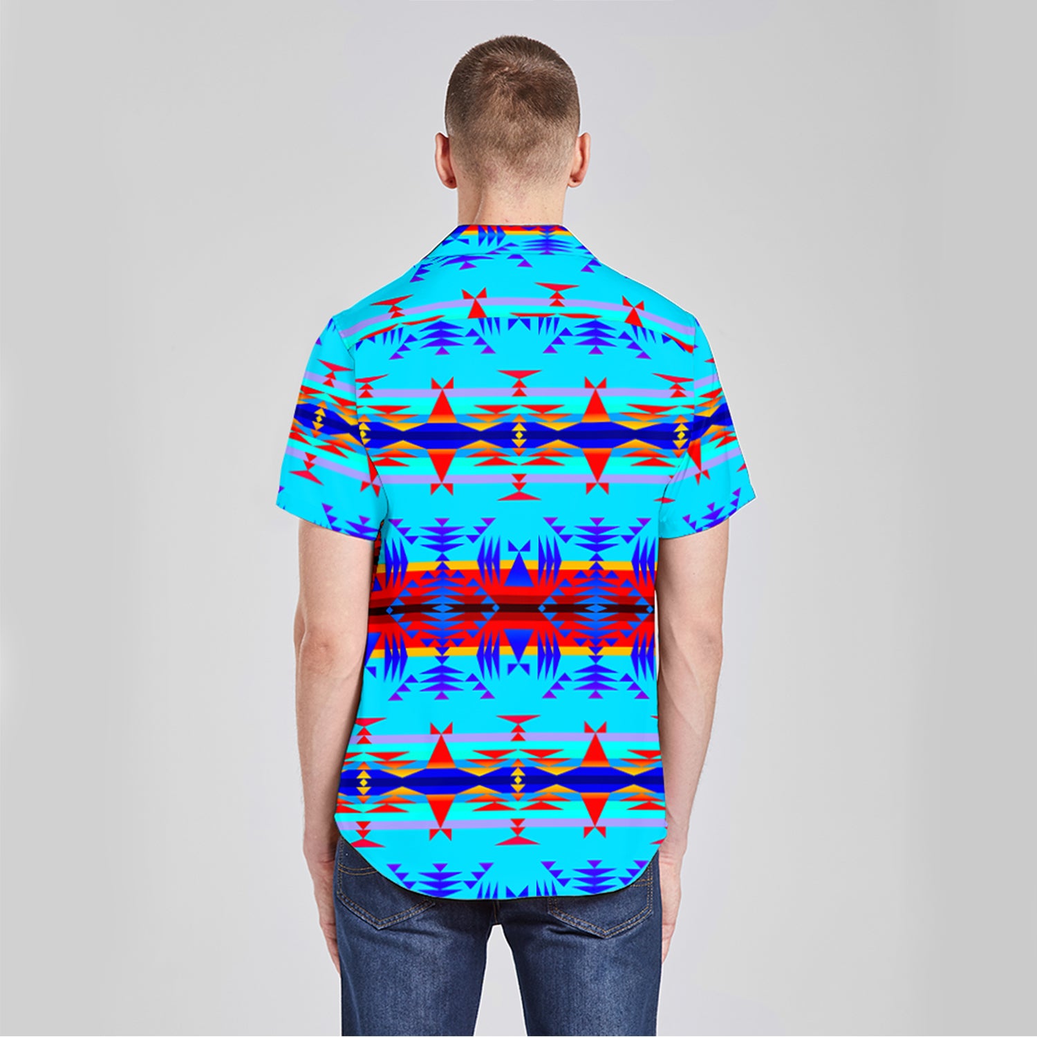 Between the Mountains Blue Button Up Silk Shirt