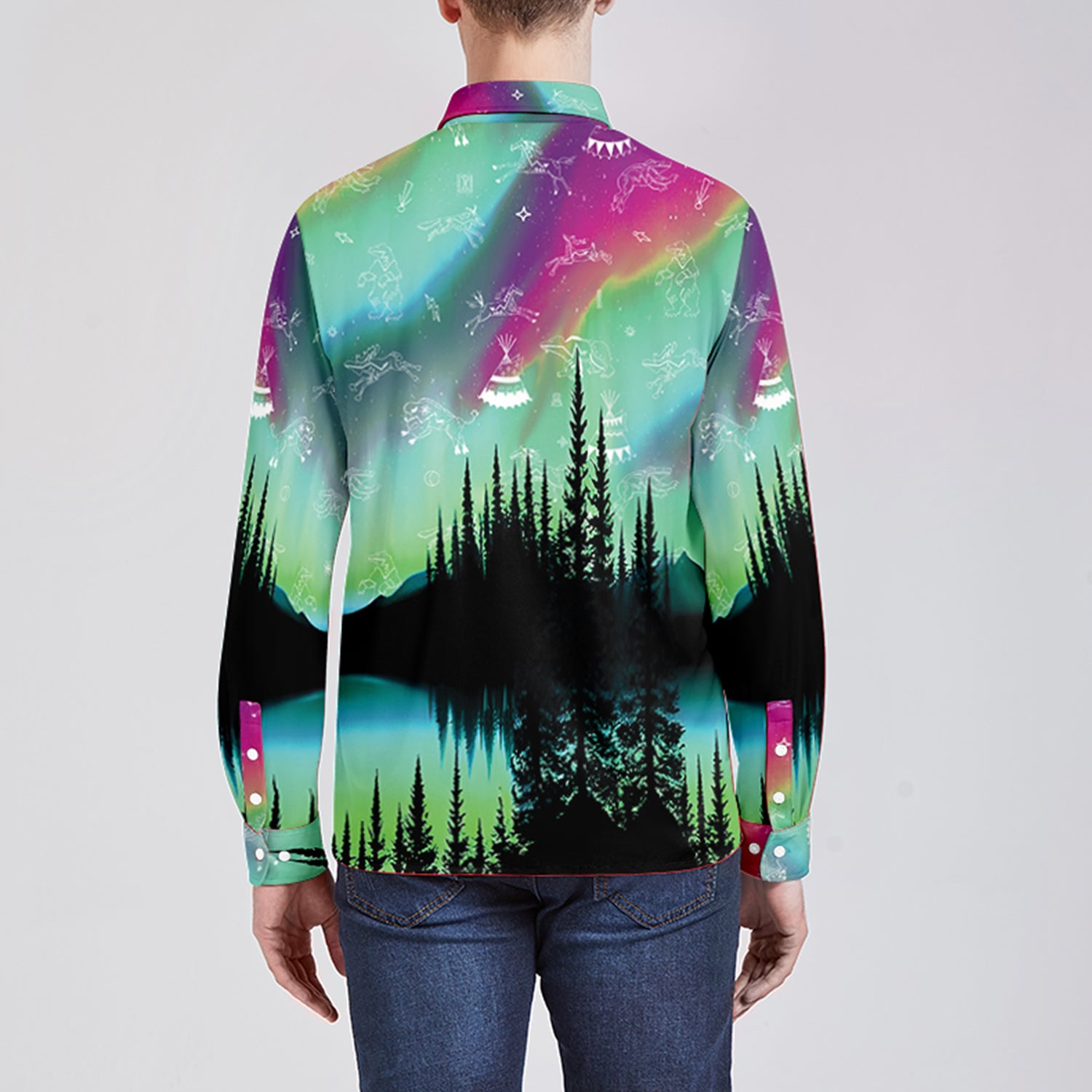 Aurora Medicine Animals 2 Men's Long Sleeve Dress Shirt