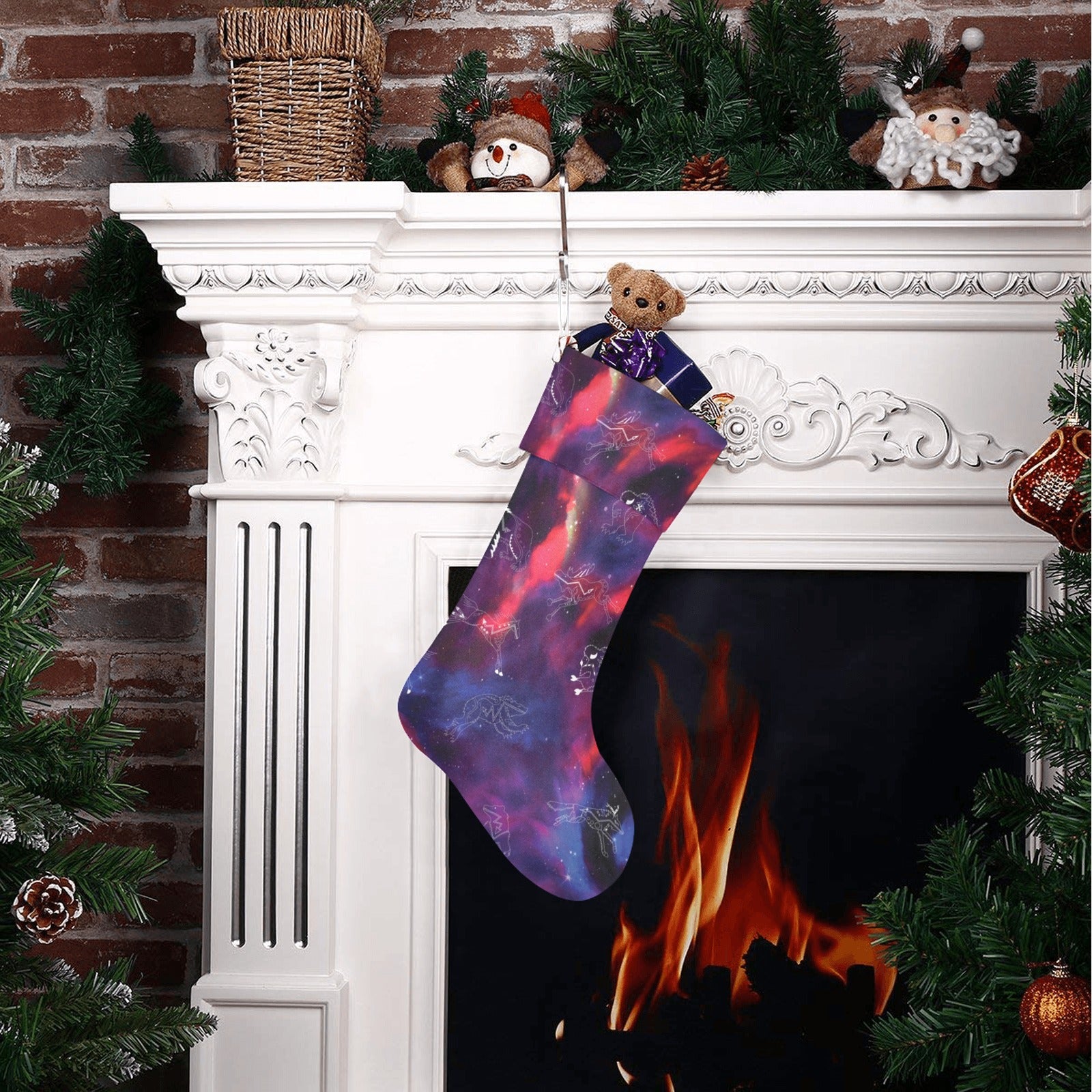 Animal Ancestors 3 Blue Pink Swirl Christmas Stocking
