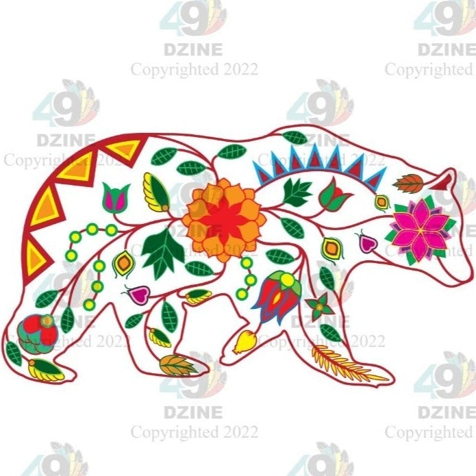 11-inch Animal Floral Transfer Transfers 49 Dzine Floral Bear