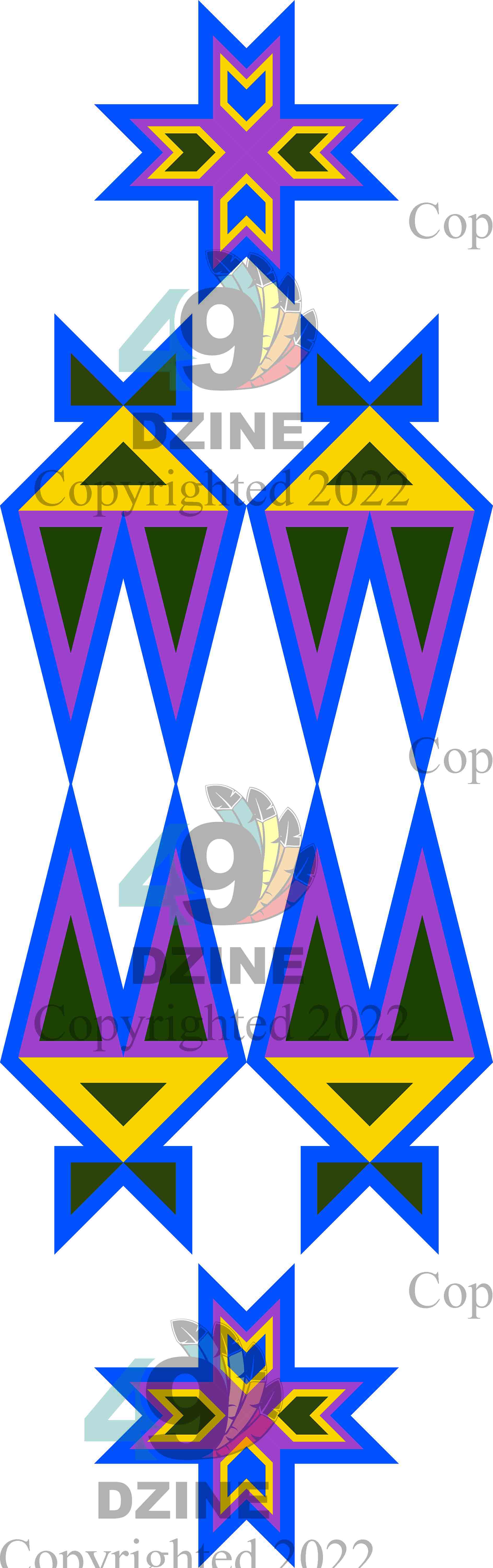 11-inch Geometric Transfer Four Directions Lodges Transfers 49 Dzine Four Directions Lodges Blue and Yellow
