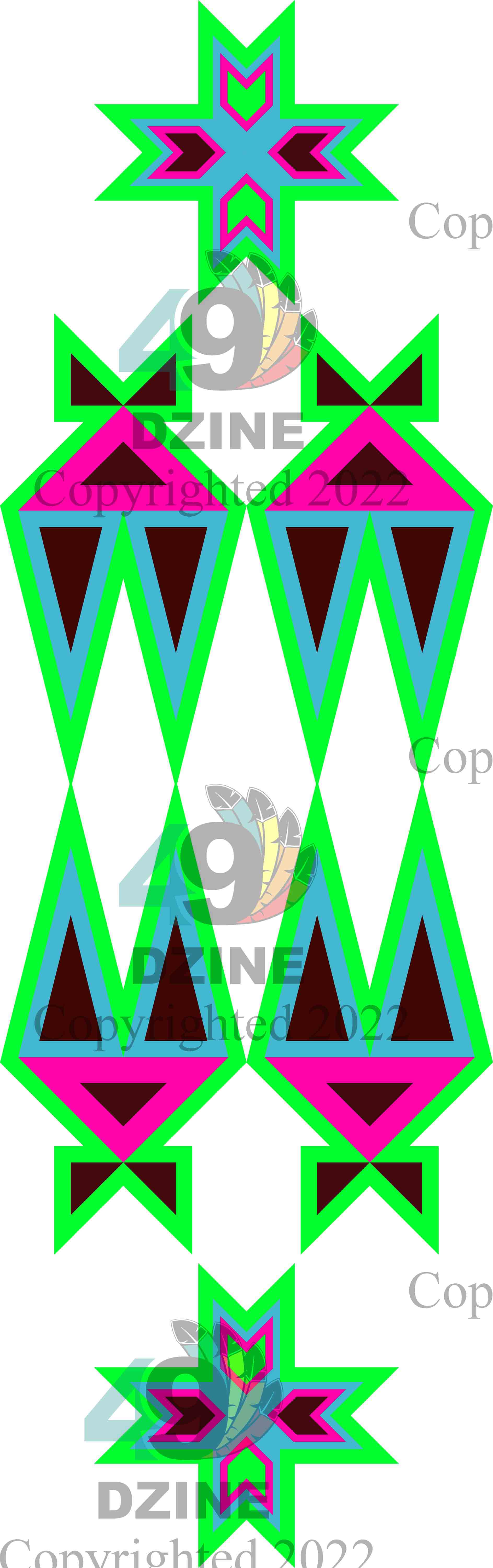 11-inch Geometric Transfer Four Directions Lodges Transfers 49 Dzine Four Directions Lodges Pink and Green
