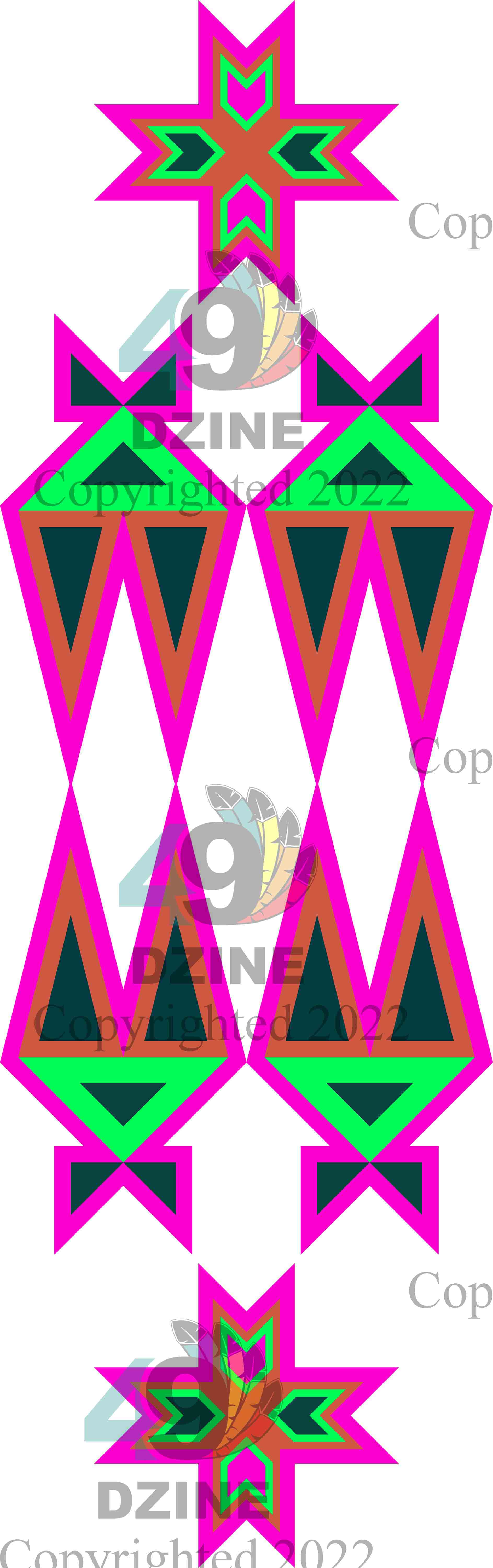 11-inch Geometric Transfer Four Directions Lodges Transfers 49 Dzine Four Directions Lodges Pink and Sienna