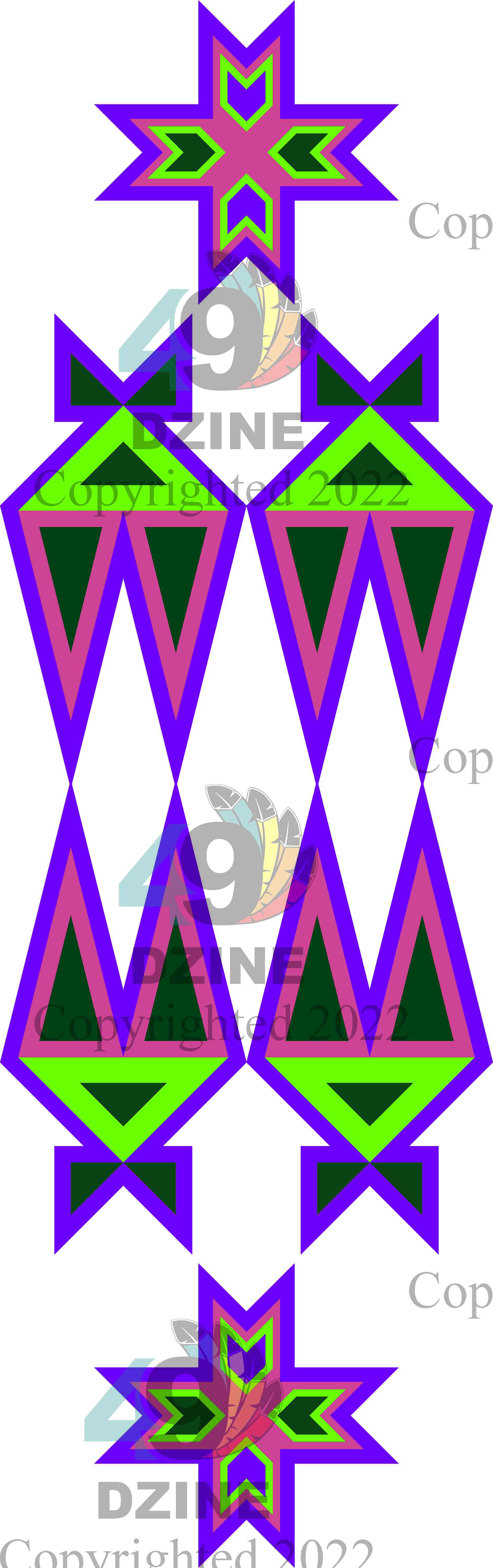 11-inch Geometric Transfer Four Directions Lodges Transfers 49 Dzine Four Directions Lodges Purple and Pink