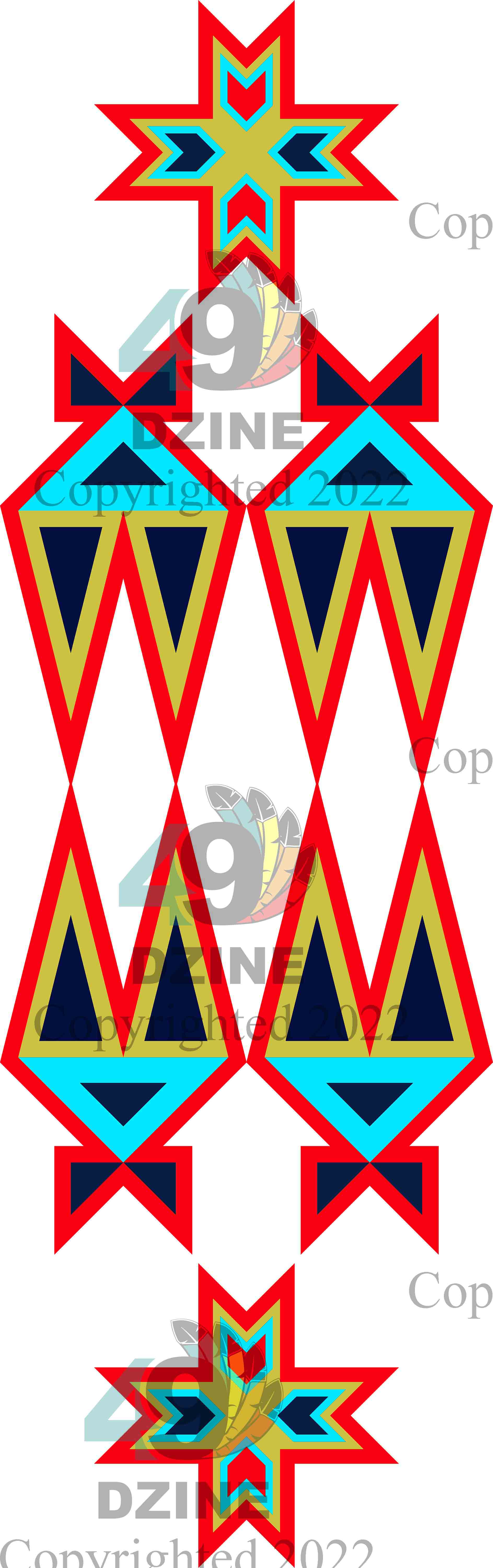 11-inch Geometric Transfer Four Directions Lodges Transfers 49 Dzine Four Directions Lodges Red