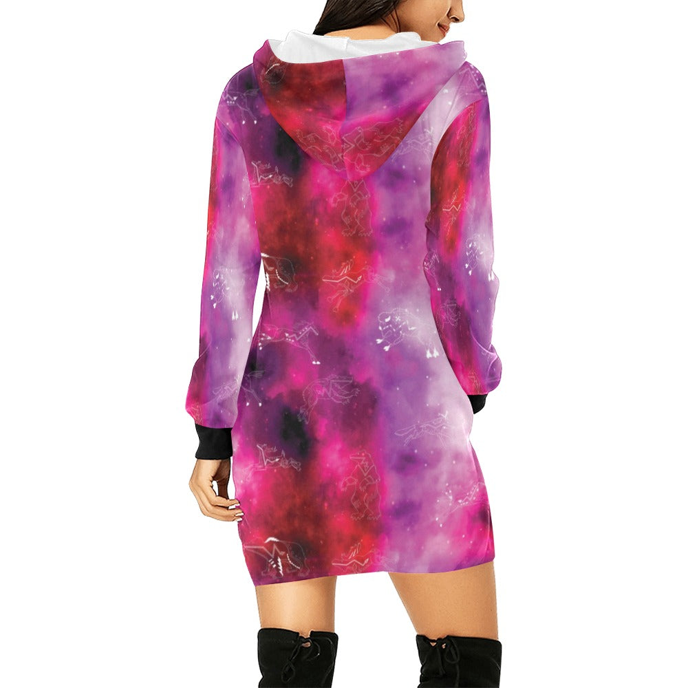 Animal Ancestors 8 Gaseous Clouds Pink and Red Hoodie Dress