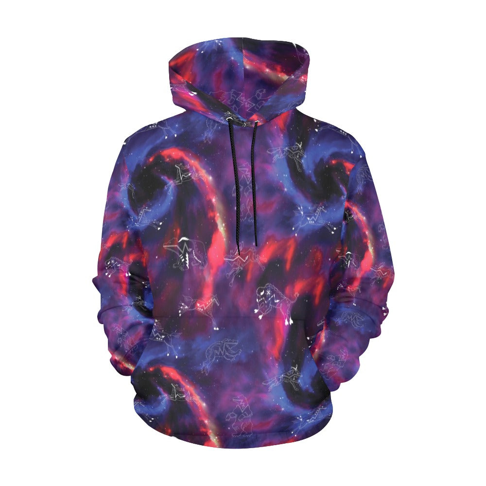 Animal Ancestors 3 Blue Pink Swirl Hoodie for Women (USA Size)