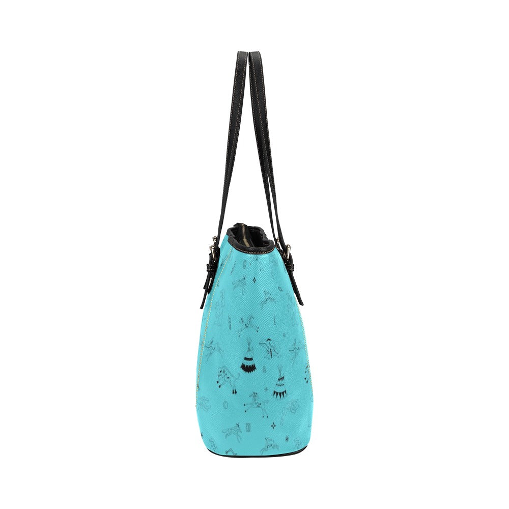 Ledger Dabbles Torquoise Leather Tote Bag/Large
