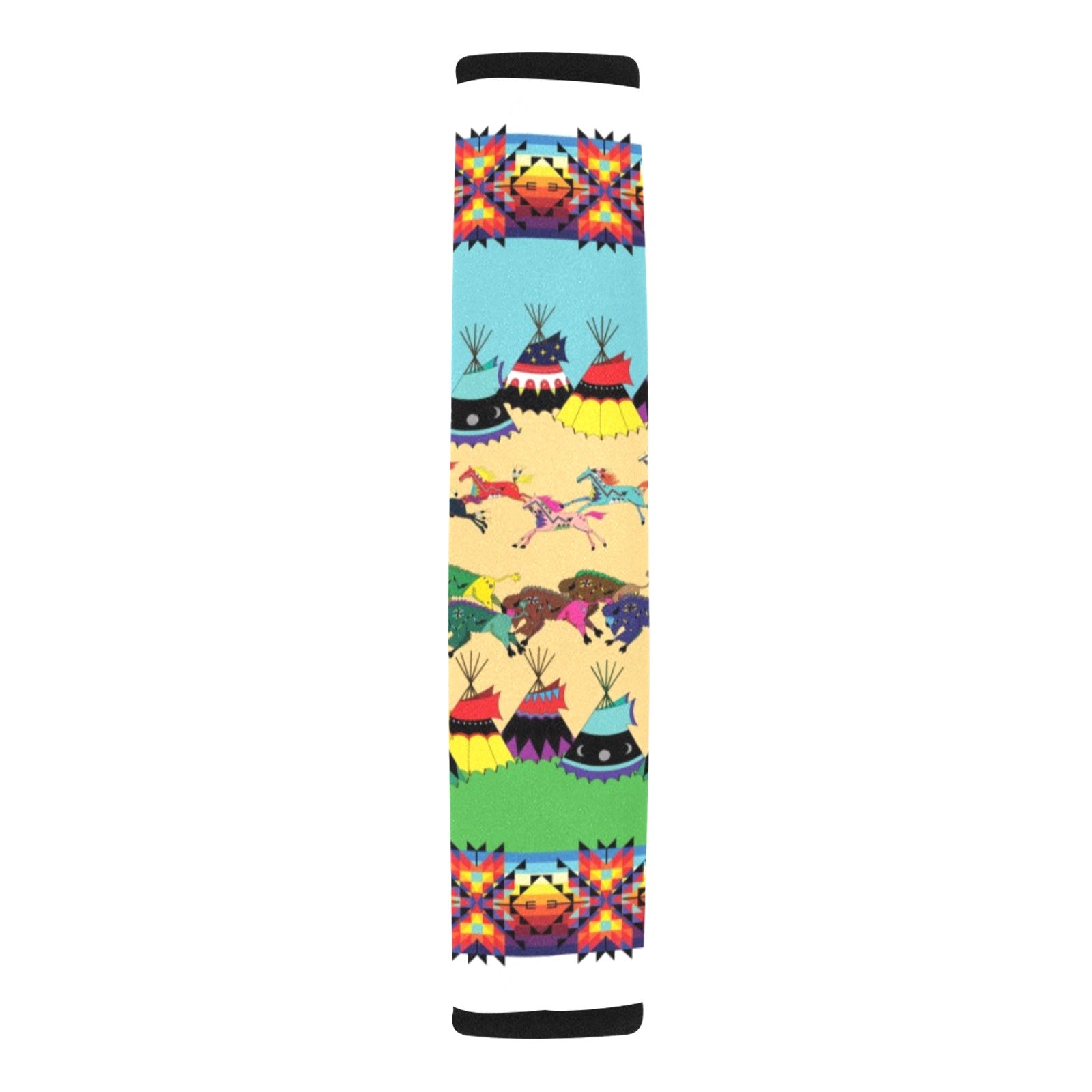 Horses and Buffalo Ledger White Car Seat Belt Cover 7''x12.6'' (Pack of 2)