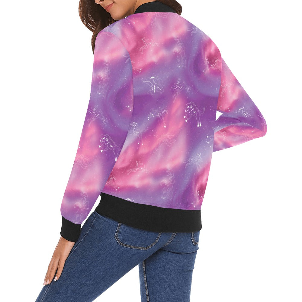 Animal Ancestors 7 Aurora Gases Pink and Purple Bomber Jacket for Women