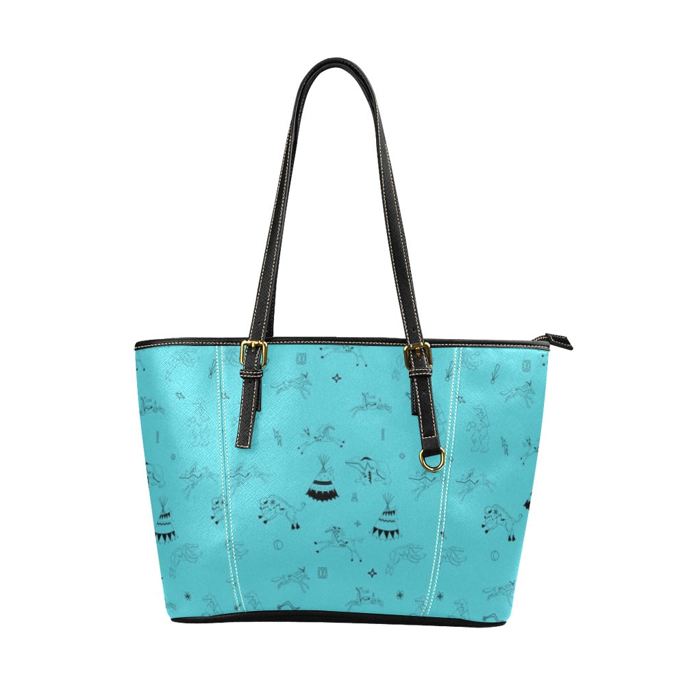 Ledger Dabbles Torquoise Leather Tote Bag/Large