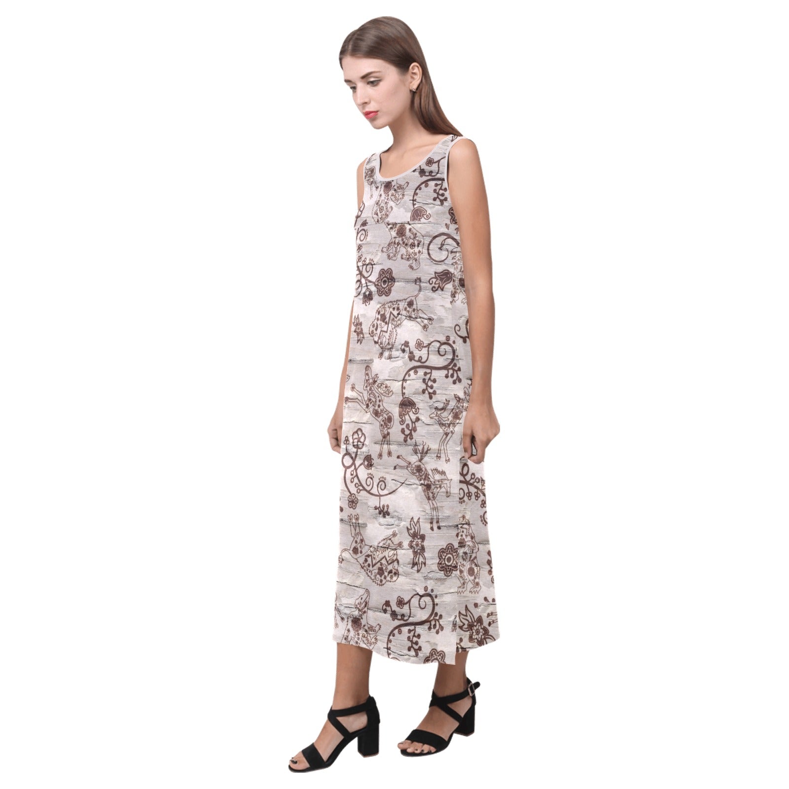 Forest Medley Phaedra Sleeveless Open Fork Long Dress