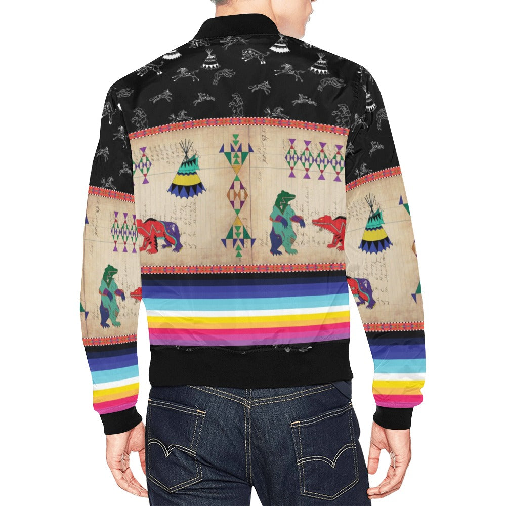 Bear Ledger Black Sky Bomber Jacket for Men
