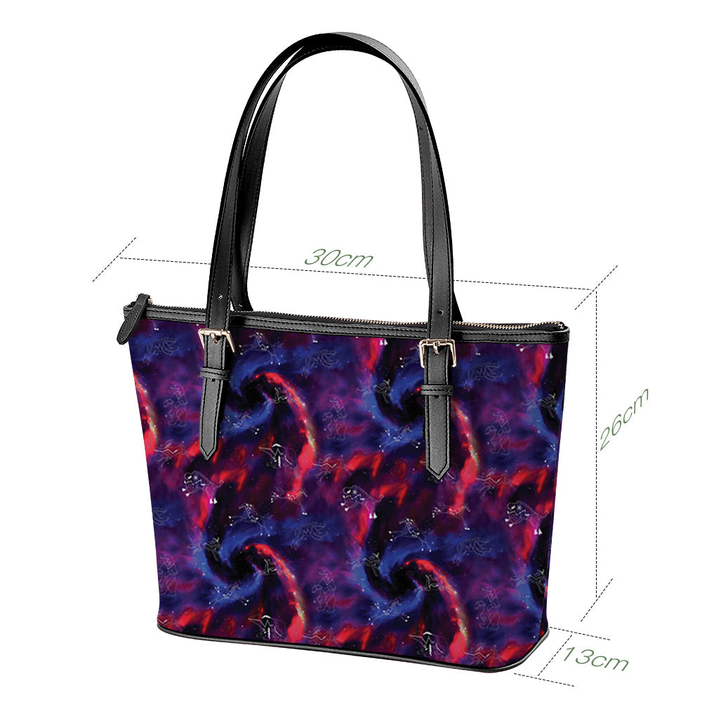 Animal Ancestors 3 Blue Pink Swirl Large Tote Shoulder Bag