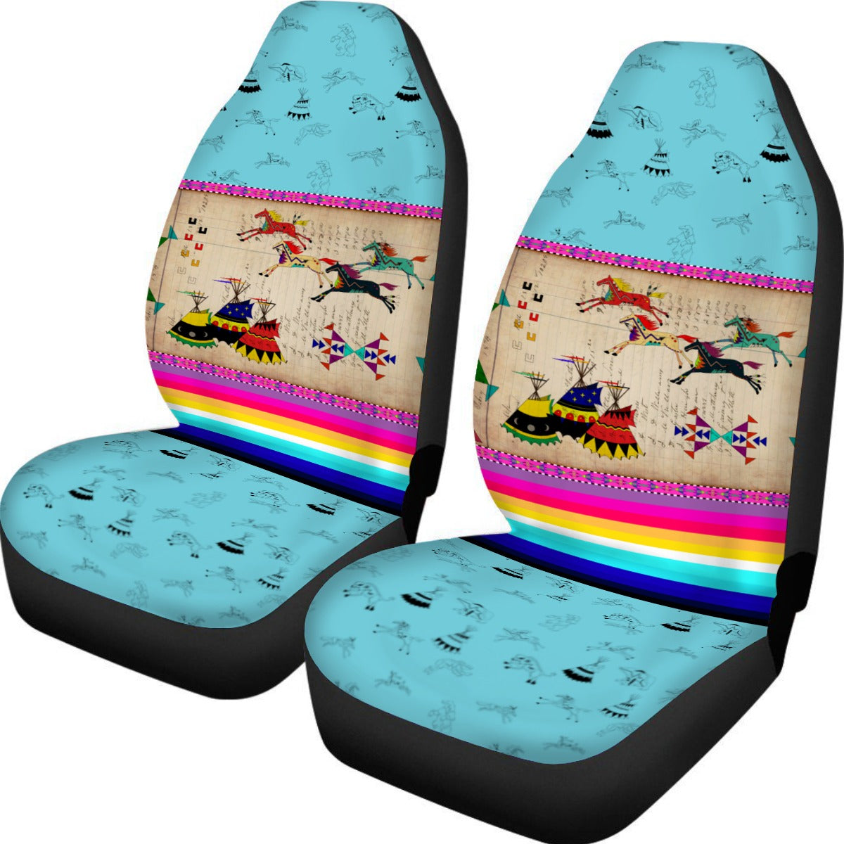 Horses Running Sky Universal Car Seat Cover With Thickened Back