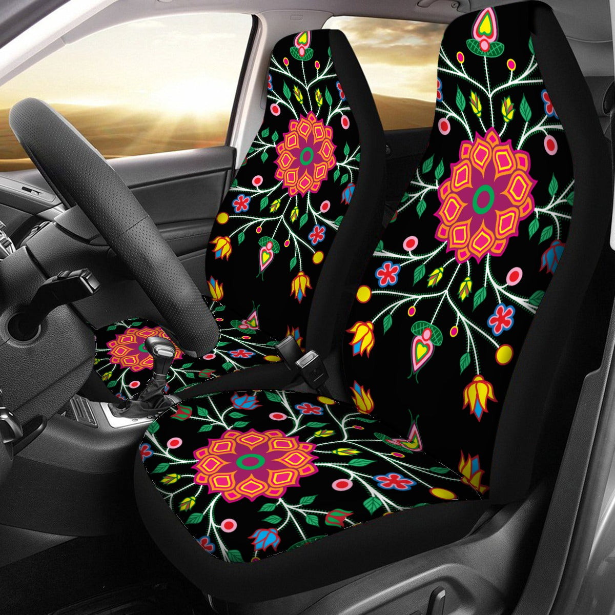 Floral Spring Growth Universal Car Seat Cover With Thickened Back