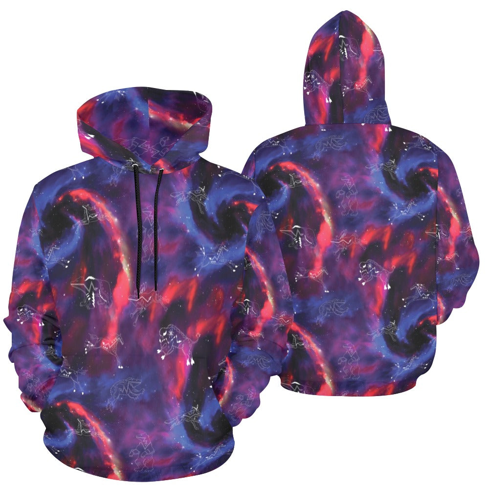 Animal Ancestors 3 Blue Pink Swirl Hoodie for Women (USA Size)