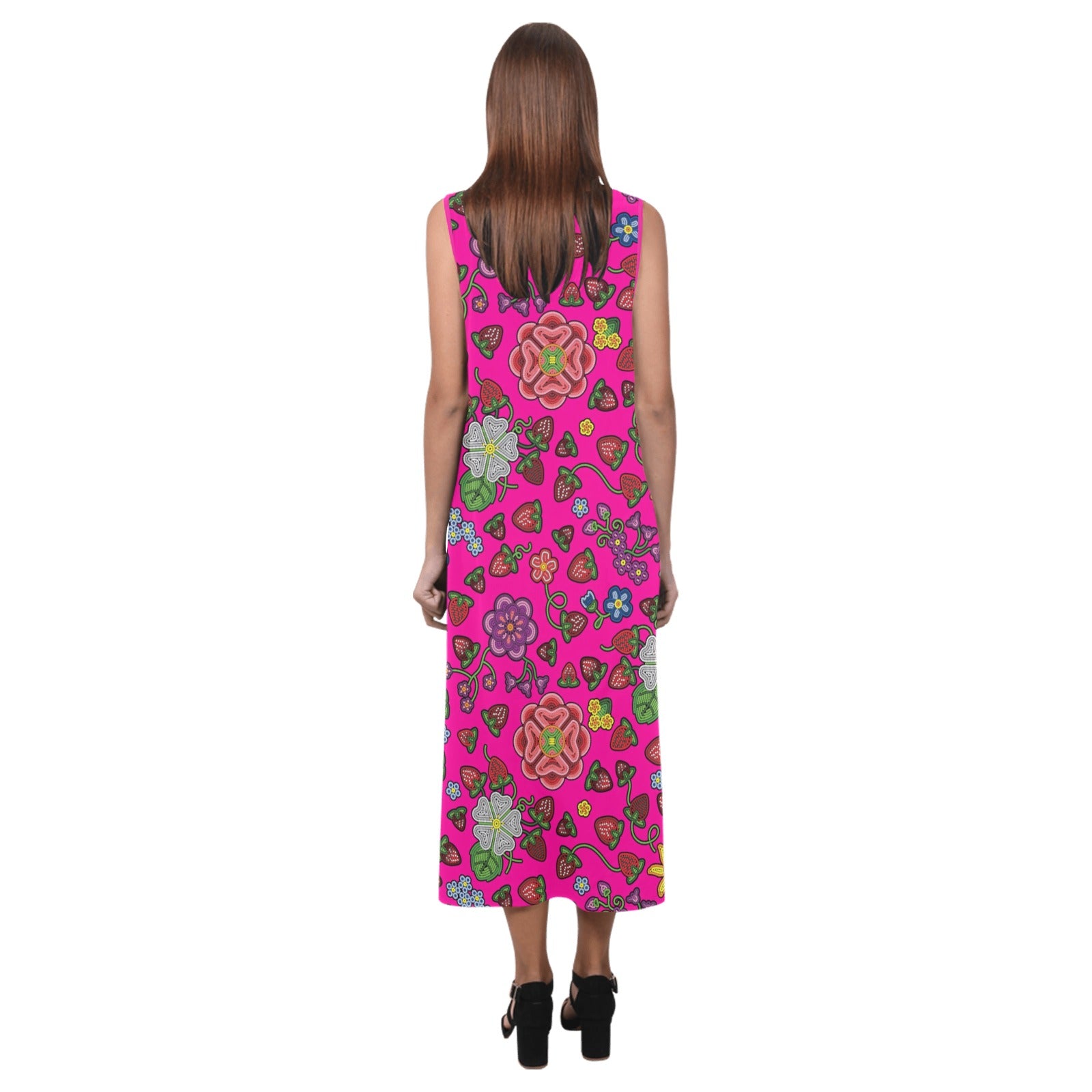 Berry Pop Blush Phaedra Sleeveless Open Fork Long Dress