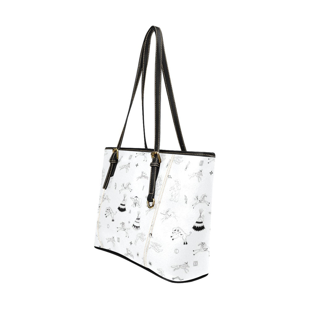 Ledger Dabbles White Leather Tote Bag/Large