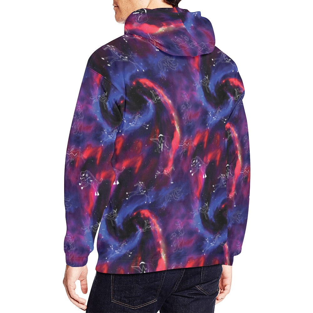Animal Ancestors 3 Blue Pink Swirl Hoodie for Men (USA Size)
