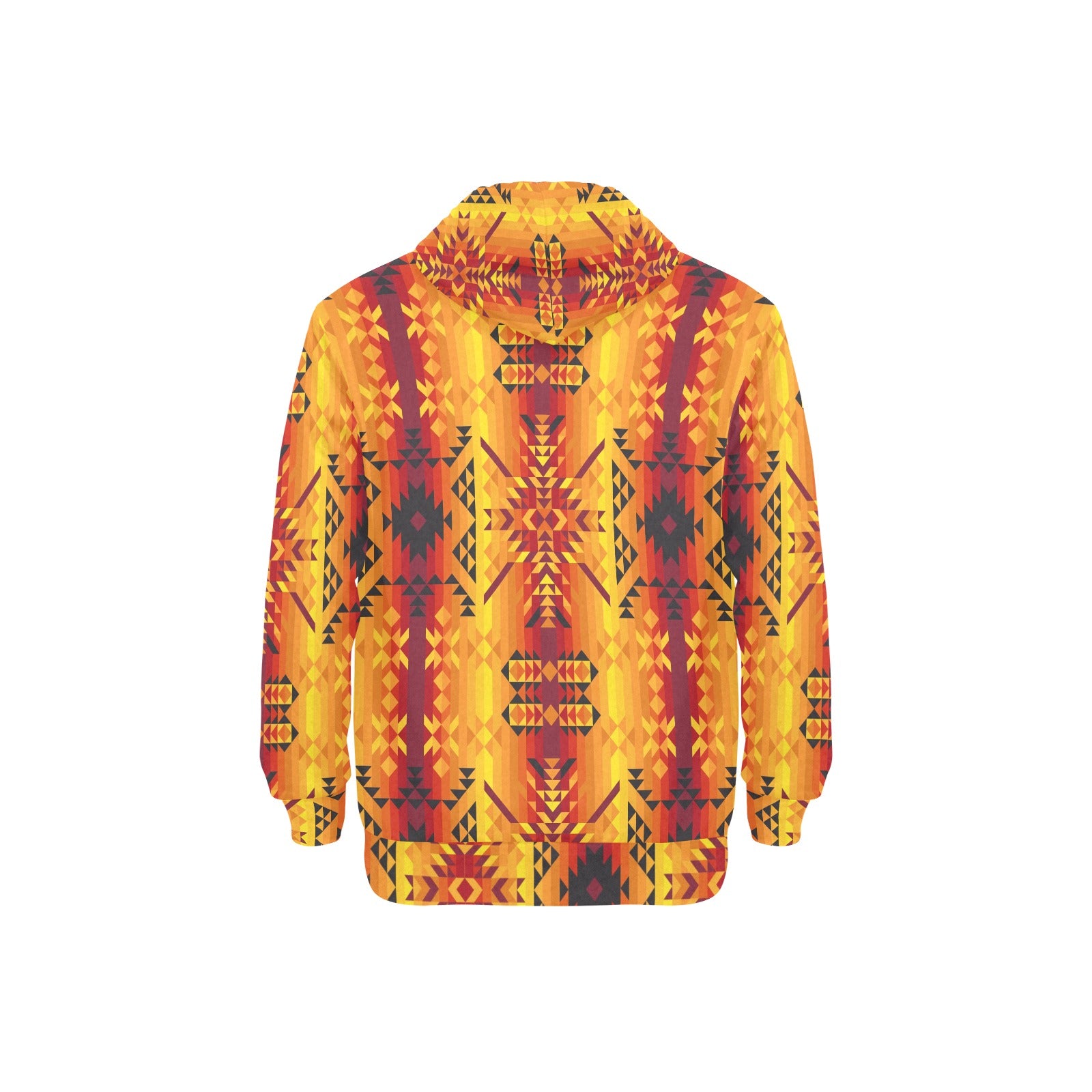 Desert Geo Yellow Red Men's Long Sleeve Fleece Hoodie