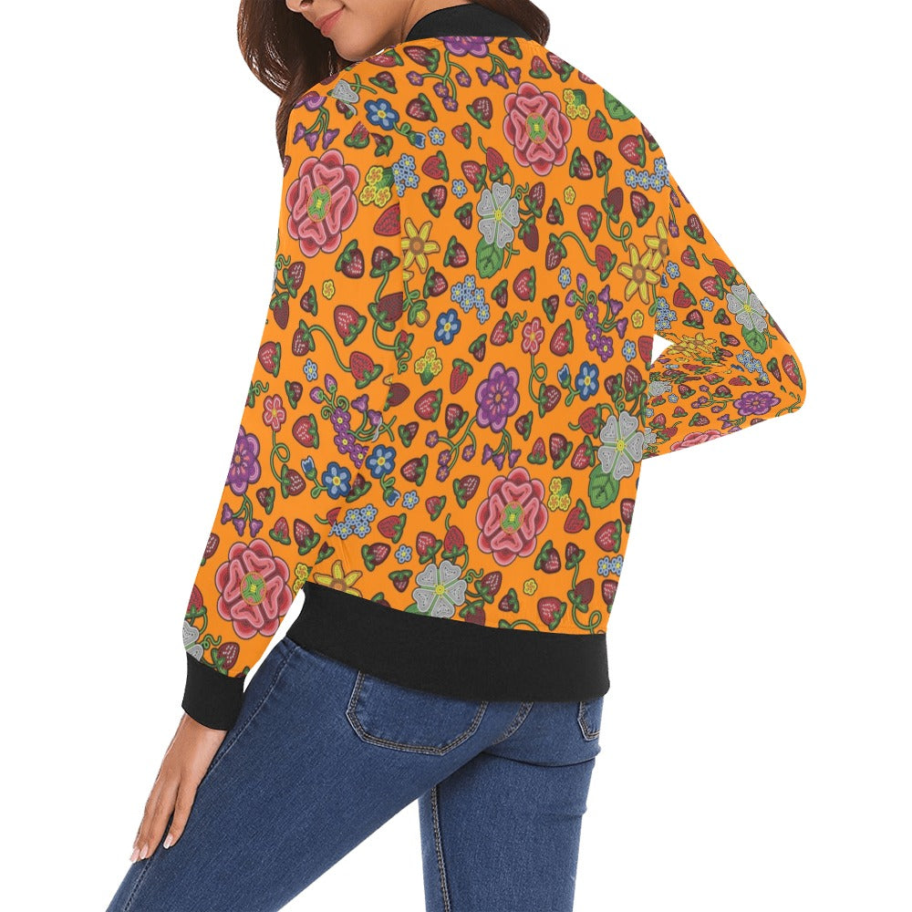 Berry Pop Carrot All Over Print Bomber Jacket for Women