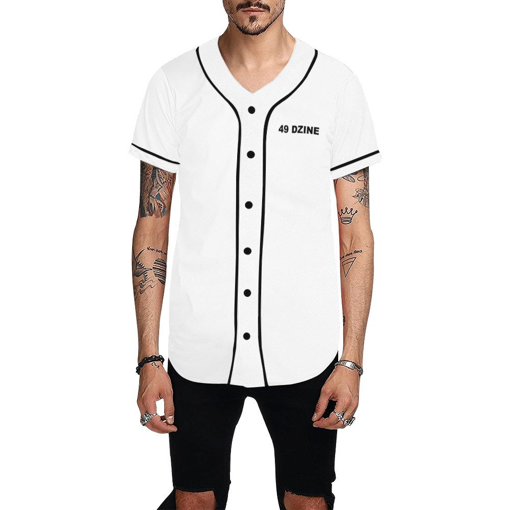 49 Dzine Wordmark Logomark White Dress Code All Over Print Baseball Jersey for Men (Model T50) All Over Print Baseball Jersey for Men (T50) e-joyer