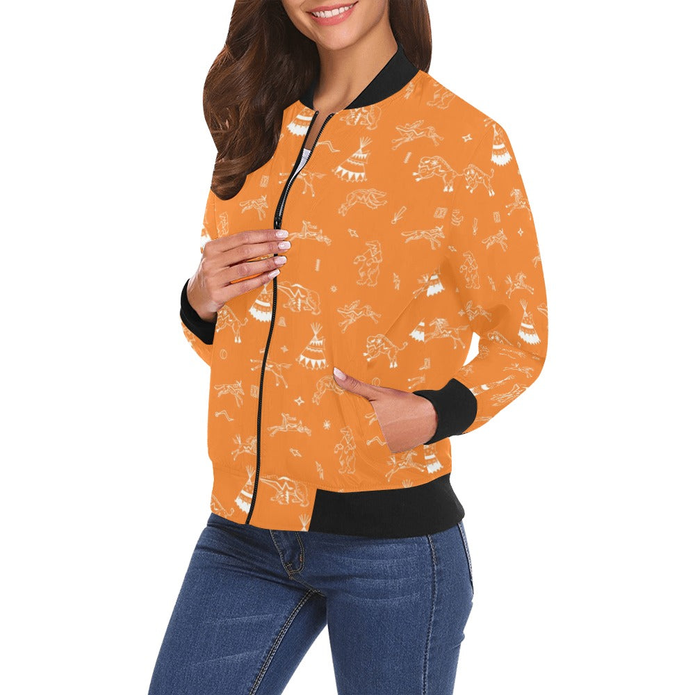 Ledger Dabbles Orange Bomber Jacket for Women