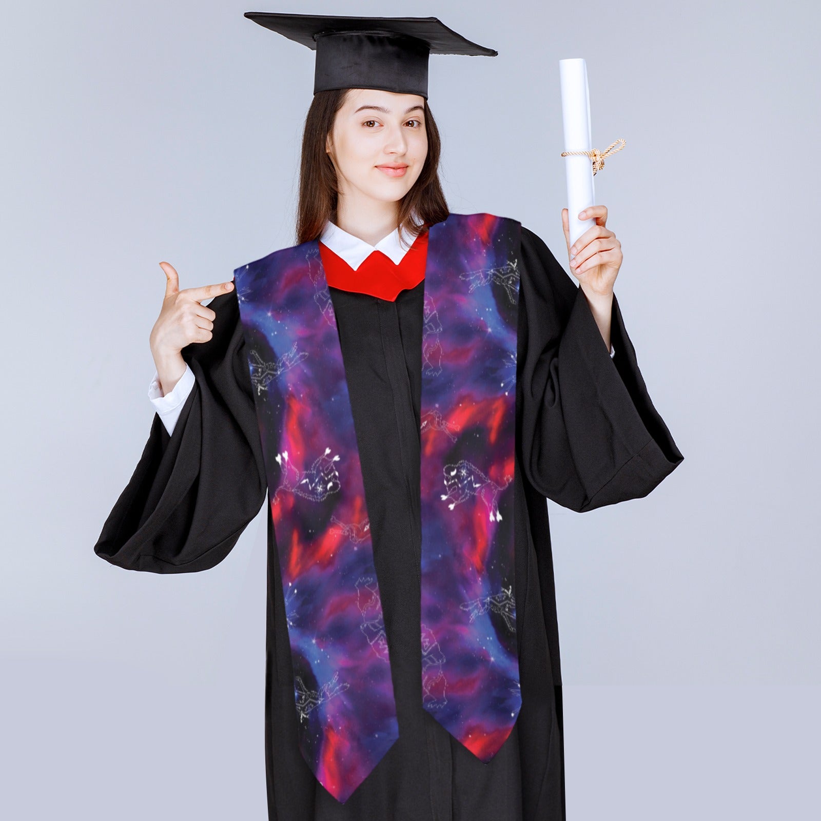 Animal Ancestors 3 Blue Pink Swirl Graduation Stole