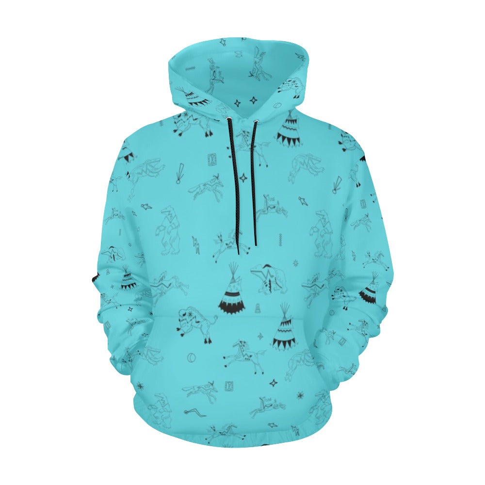 Ledger Dabbles Torquoise Hoodie for Women (USA Size)