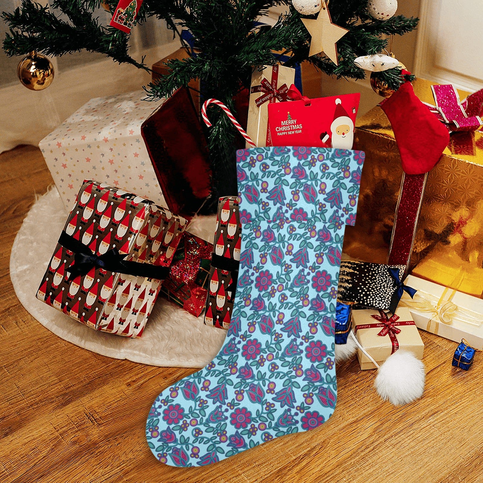 Beaded Nouveau Marine Christmas Stocking