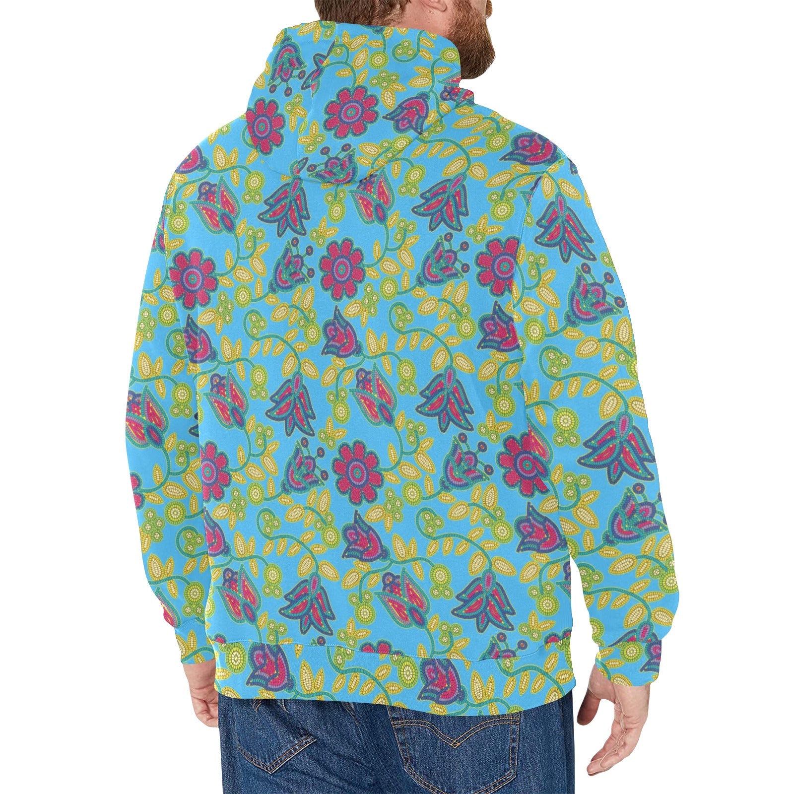 Beaded Nouveau Lime Men's Long Sleeve Fleece Hoodie