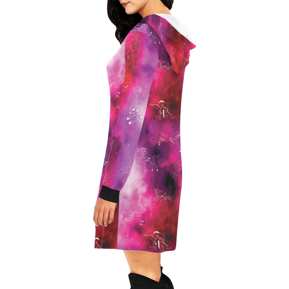 Animal Ancestors 8 Gaseous Clouds Pink and Red Hoodie Dress