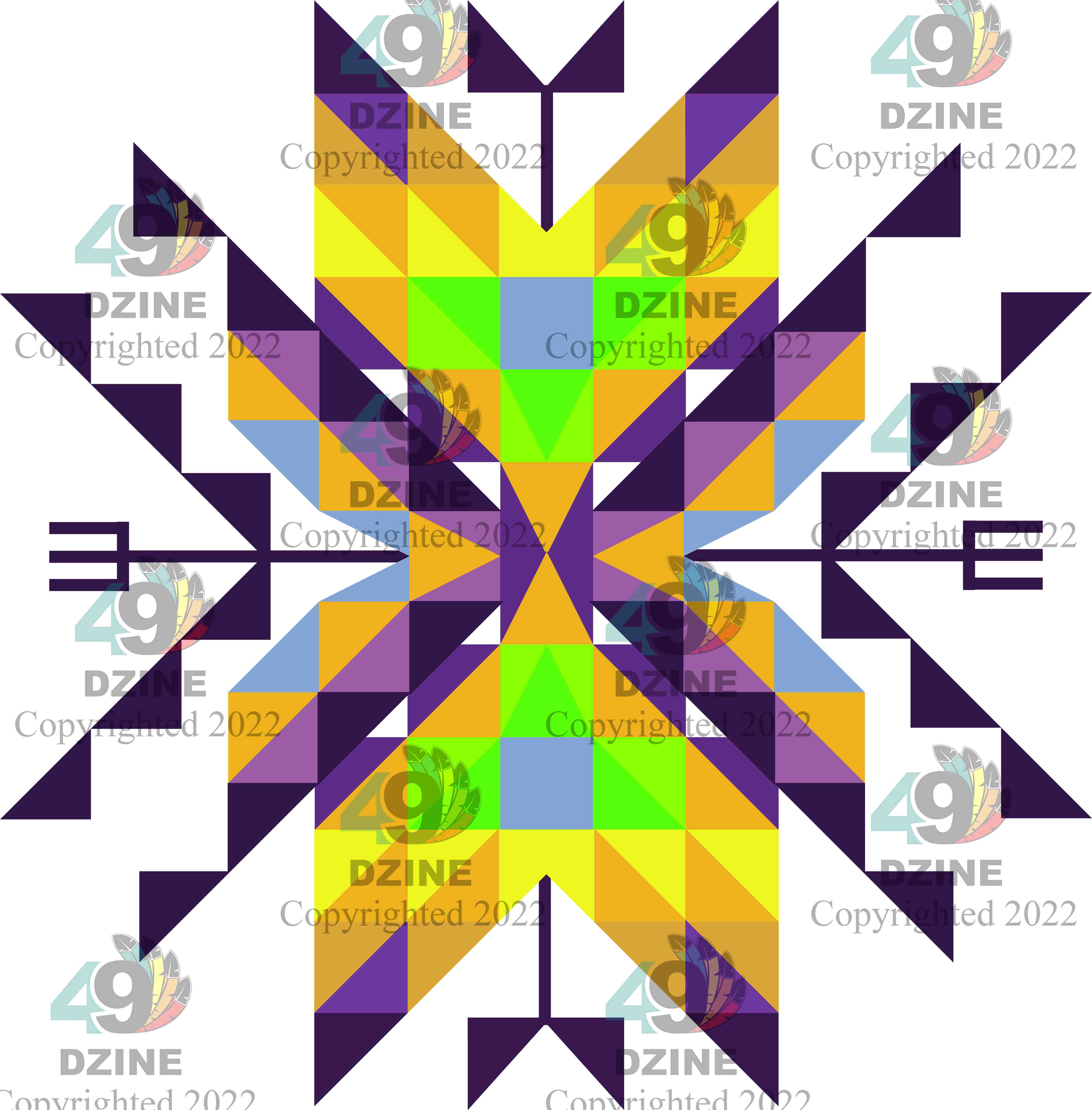 6-inch Geometric Transfer Medicine Lodge Transfers 49 Dzine Medicine Lodge Orange Yellow