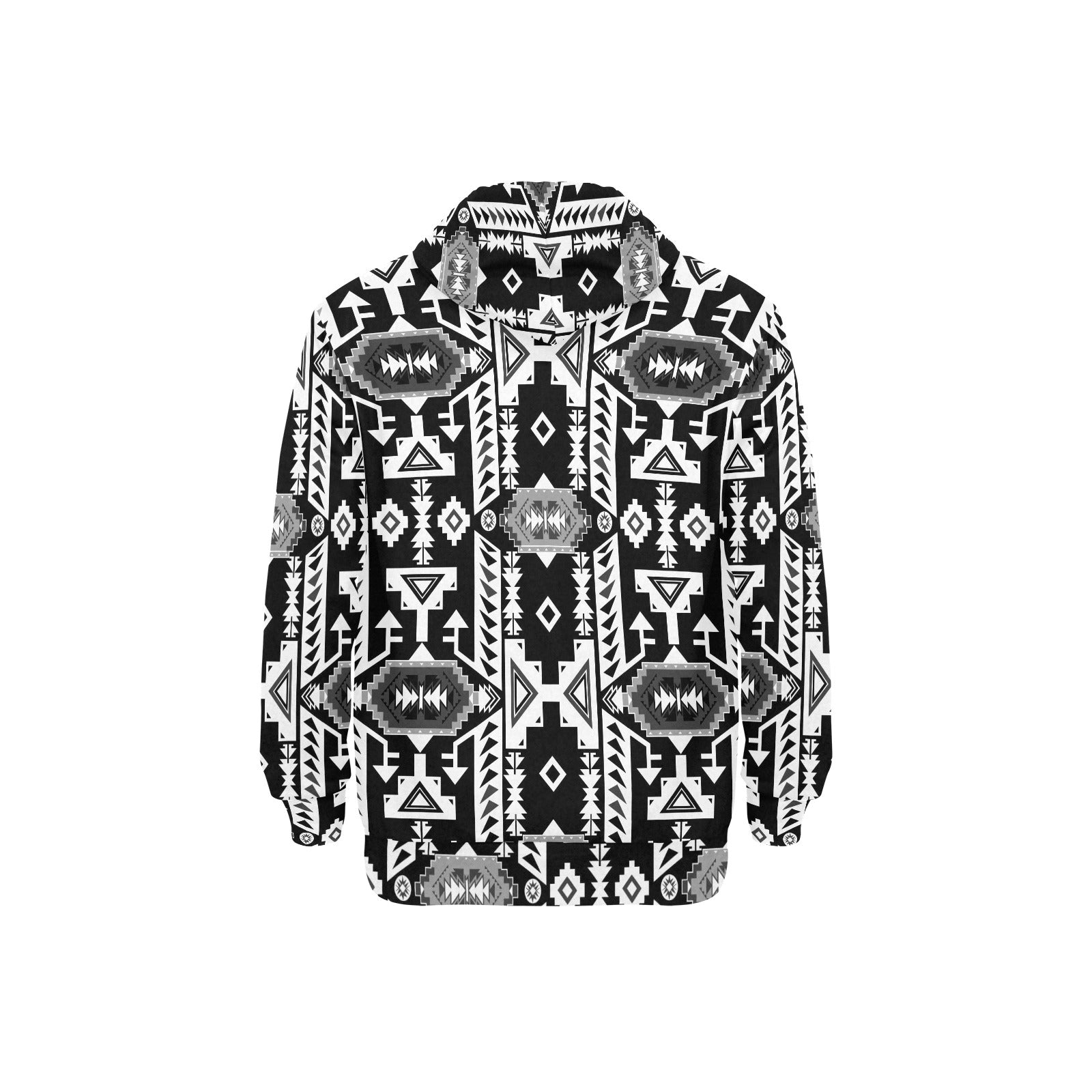 Chiefs Mountain Black and White Men's Long Sleeve Fleece Hoodie