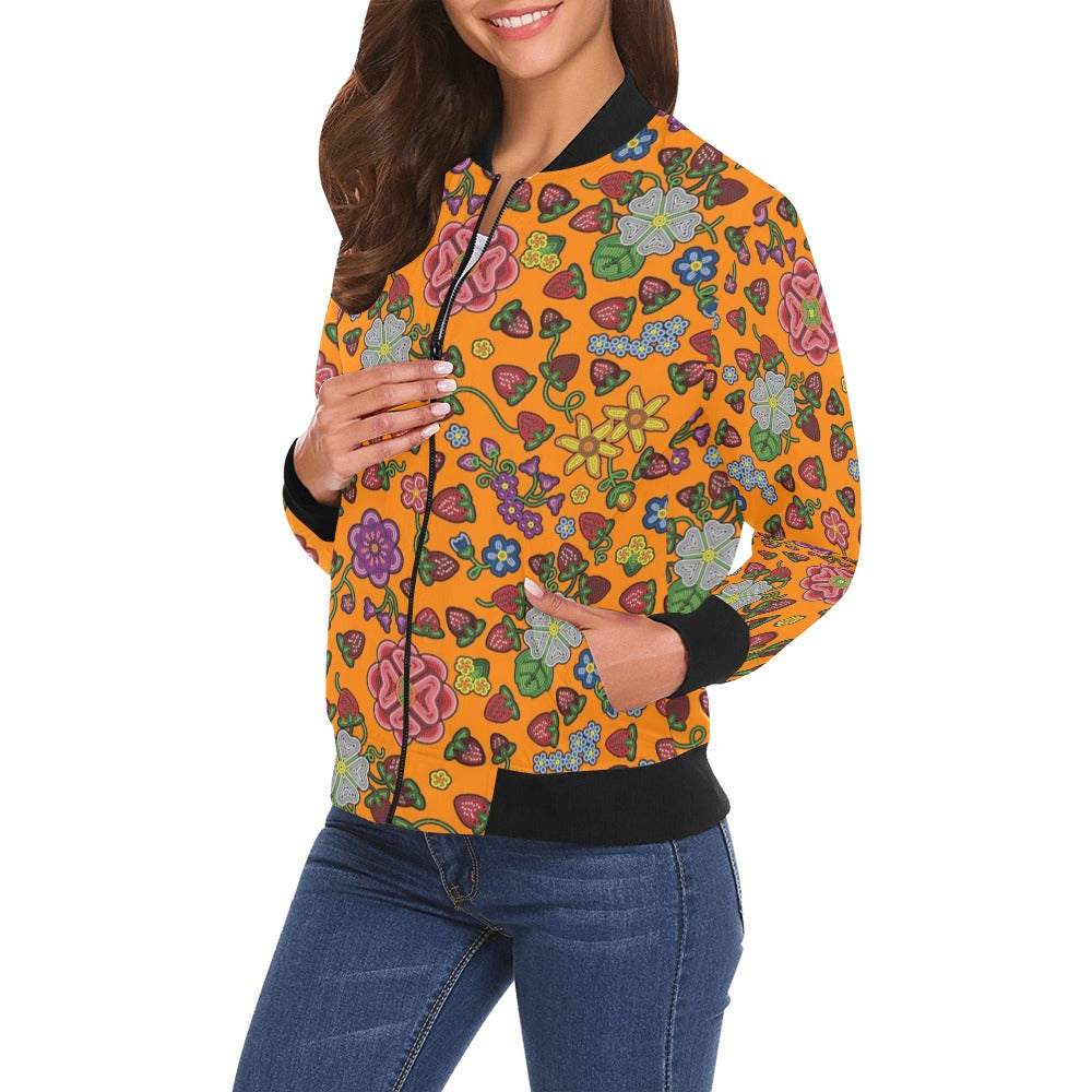 Berry Pop Carrot All Over Print Bomber Jacket for Women