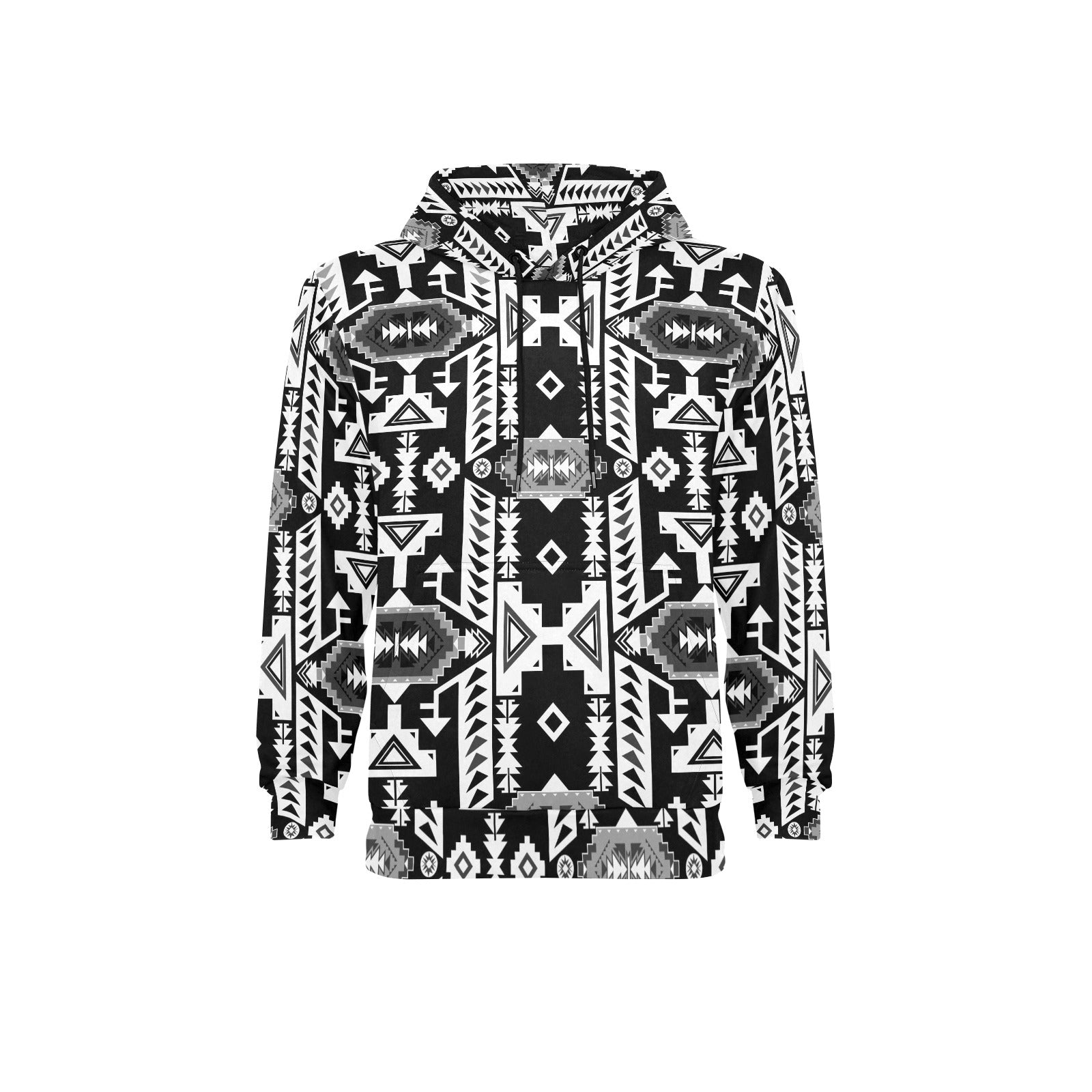 Chiefs Mountain Black and White Men's Long Sleeve Fleece Hoodie