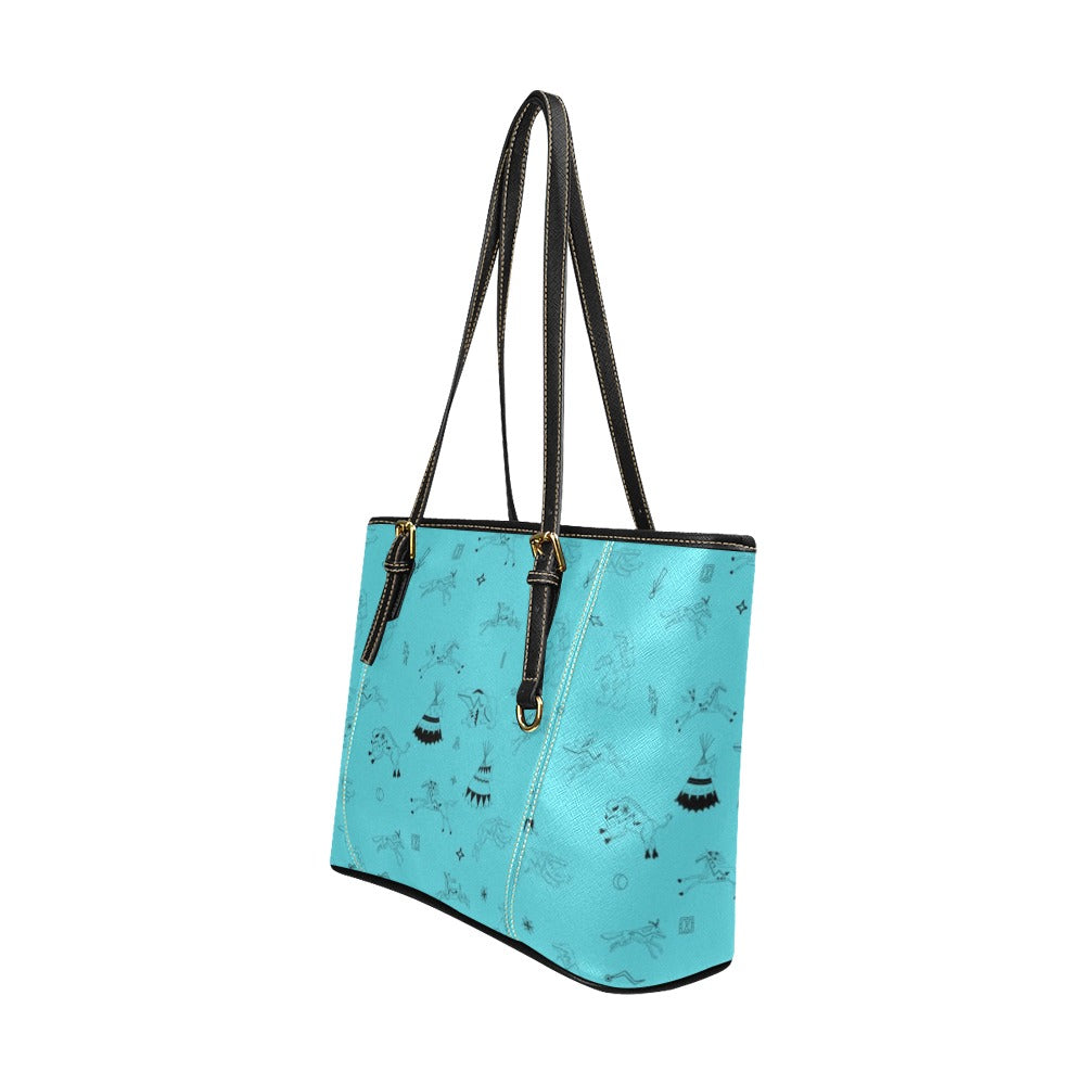 Ledger Dabbles Torquoise Leather Tote Bag/Large