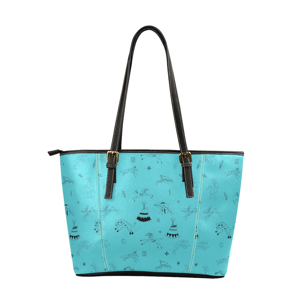 Ledger Dabbles Torquoise Leather Tote Bag/Large