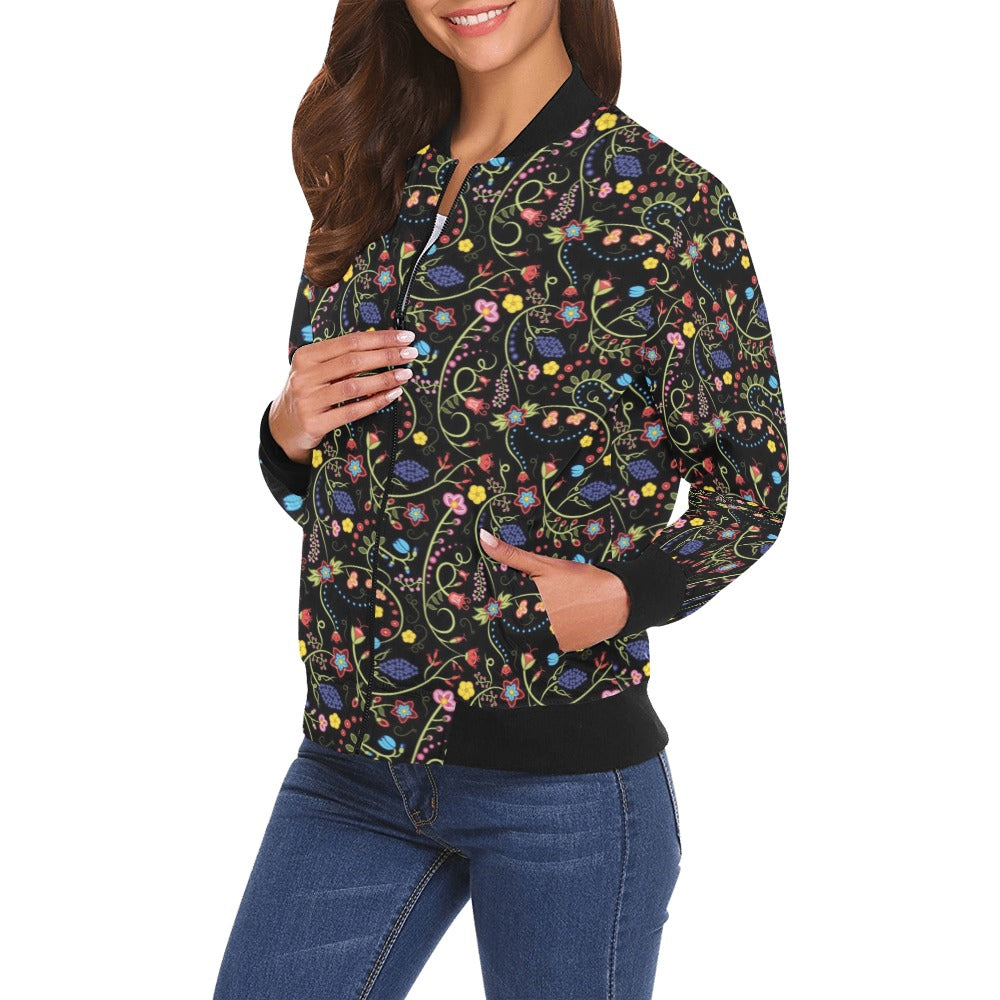 Fresh Fleur Midnight Bomber Jacket for Women