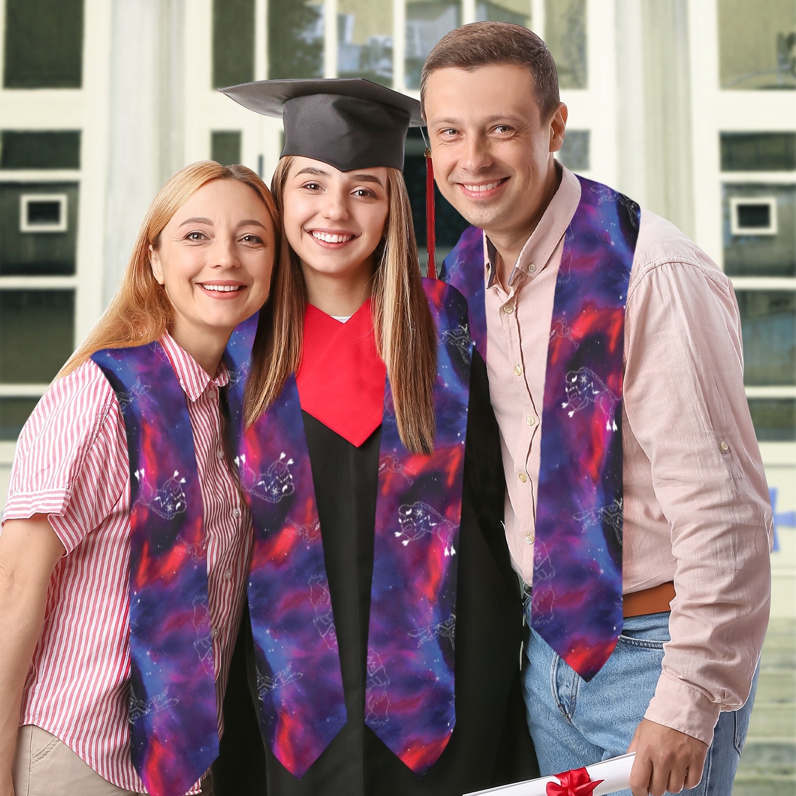 Animal Ancestors 3 Blue Pink Swirl Graduation Stole