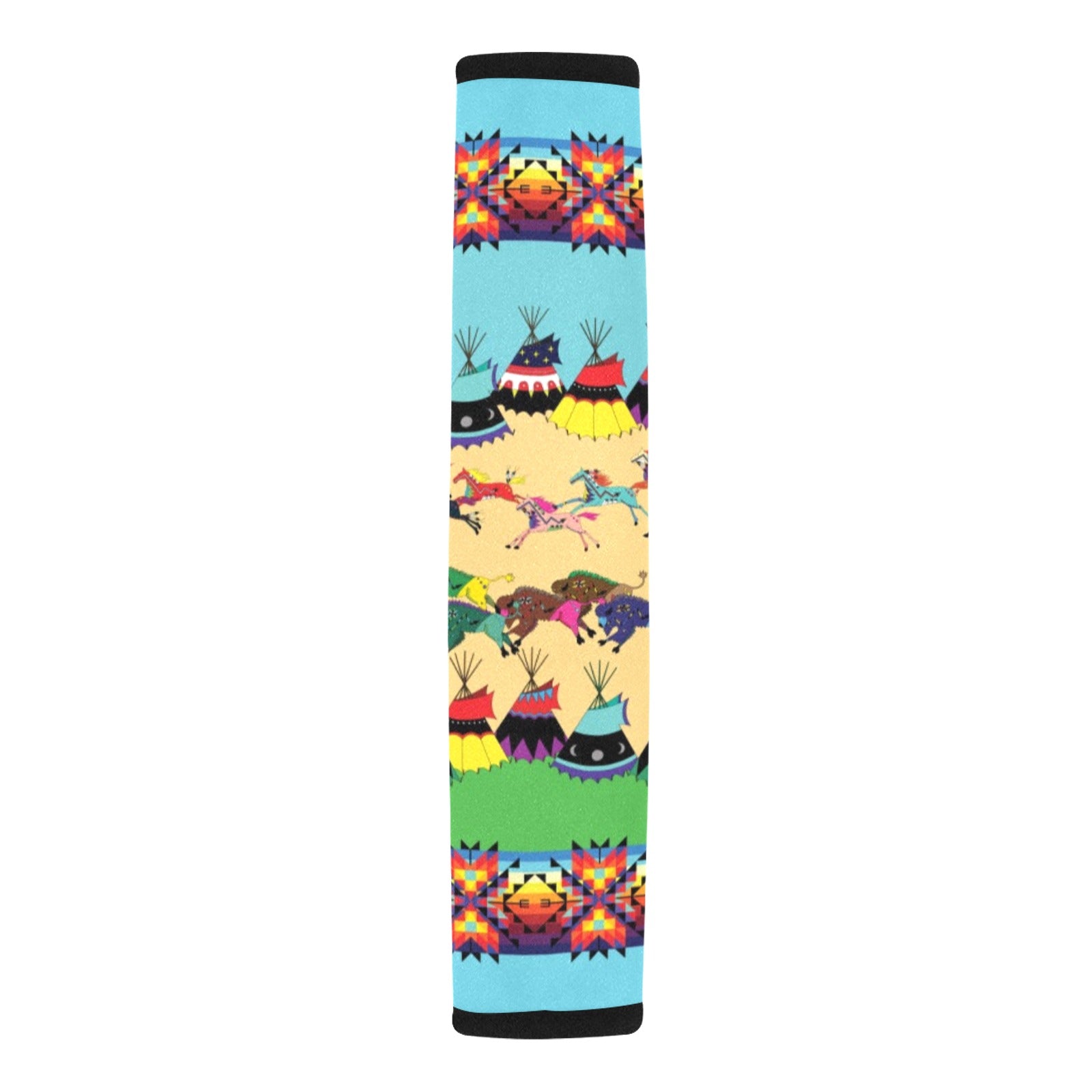Horses and Buffalo Ledger Torquoise Car Seat Belt Cover 7''x12.6'' (Pack of 2)