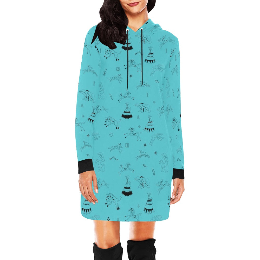 Ledger Dabbles Torquoise Hoodie Dress