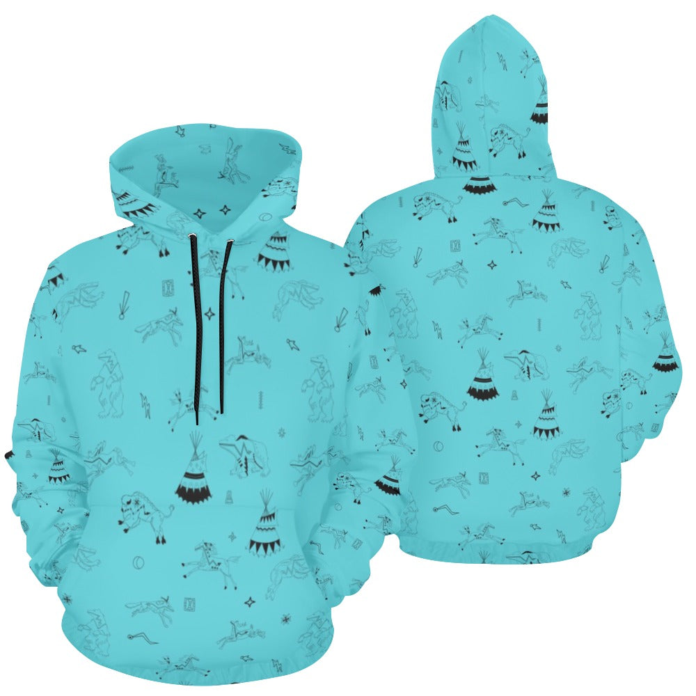 Ledger Dabbles Torquoise Hoodie for Women (USA Size)