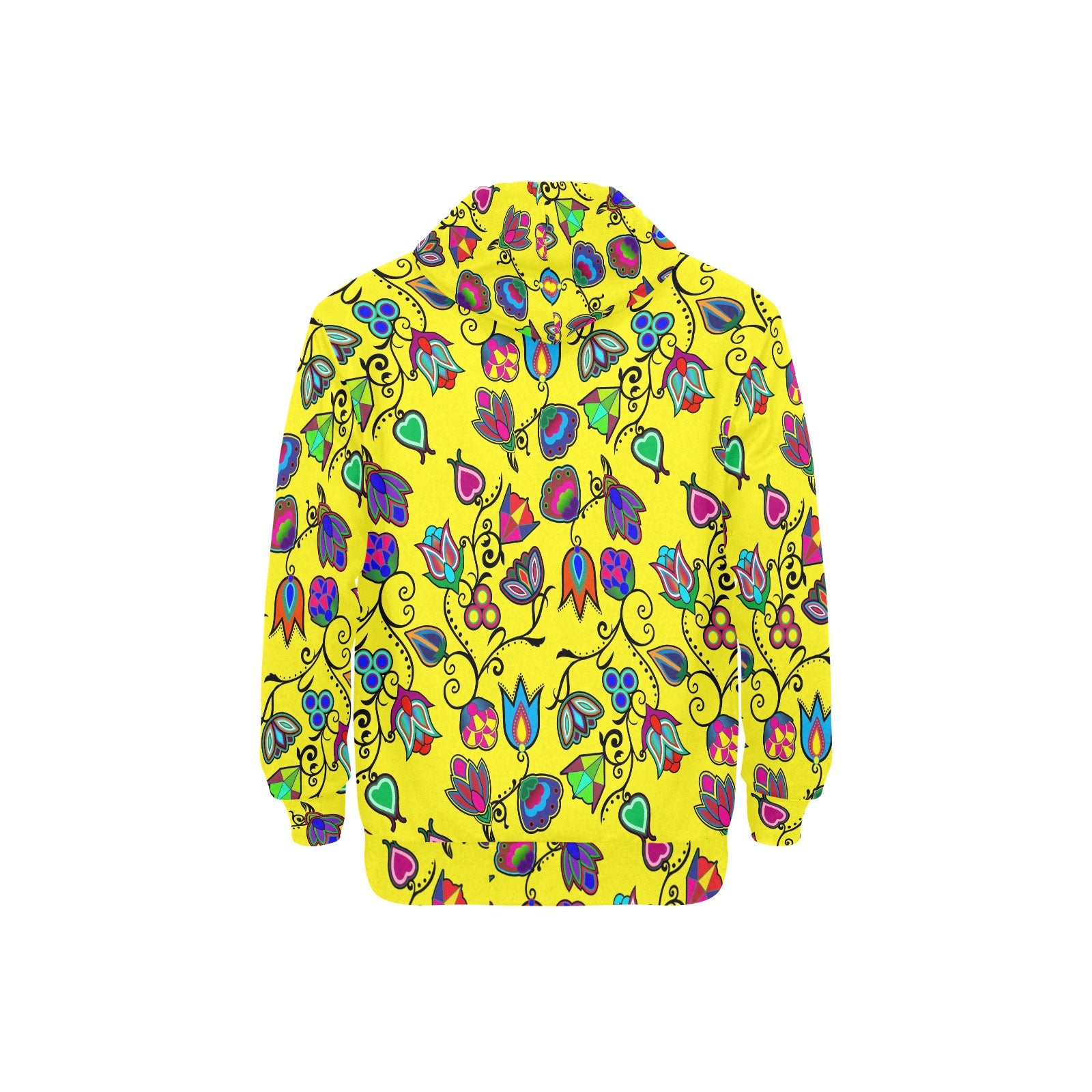 Indigenous Paisley Yellow Men's Long Sleeve Fleece Hoodie