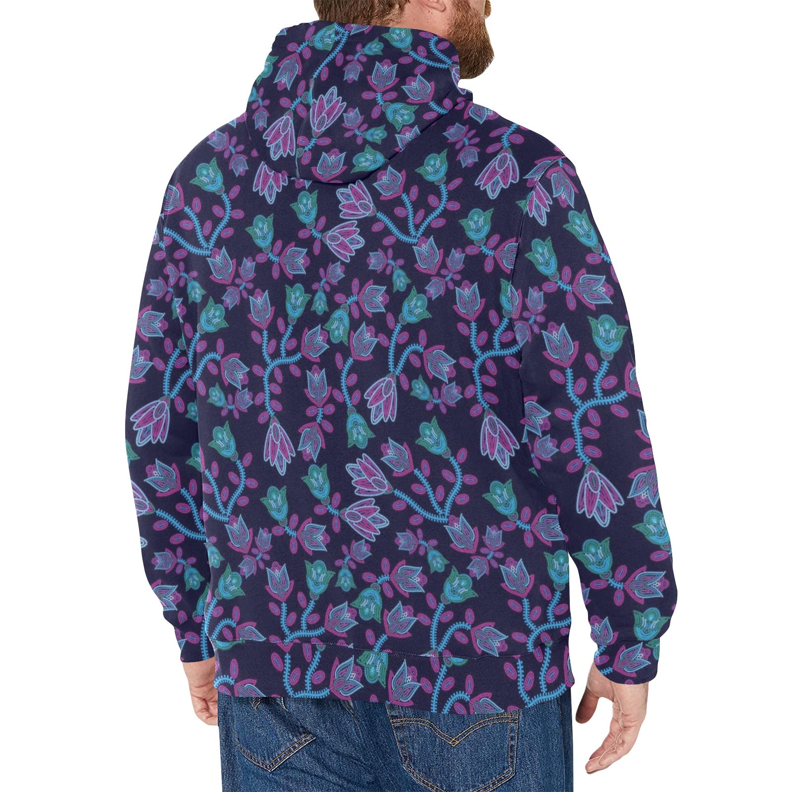Beaded Nouveau Men's Long Sleeve Fleece Hoodie